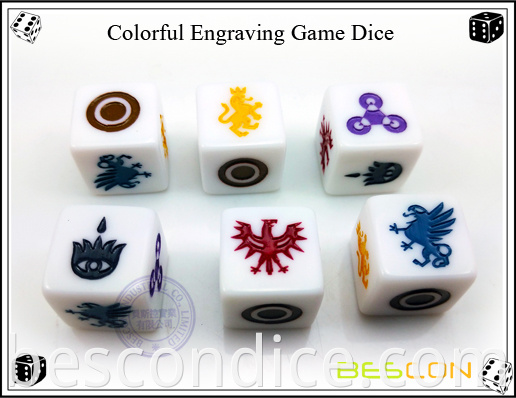 Colorful Engraving Game Dice